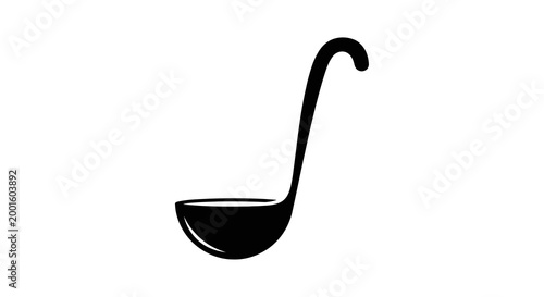 Minimalist black ceramic soup spoon isolated on white background for modern kitchen or dining design
