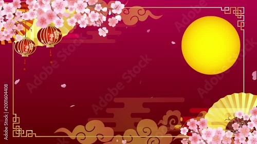 中華風桜の花びら背景