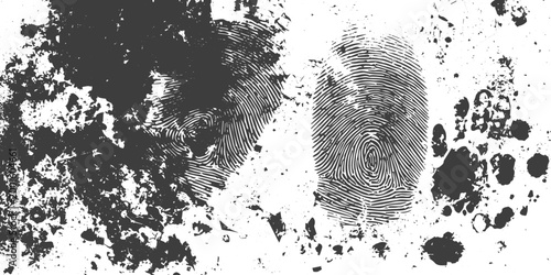 Grungy Black Fingerprints and Ink Splatter Texture on White Background Vector