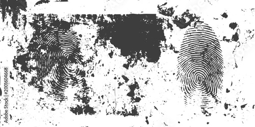 Black and White Grunge Background with Distressed Fingerprints and Ink Splatters Vector Illustration