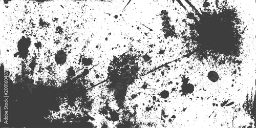 Black Ink Splatter and Grunge Texture Vector Illustration with Abstract Paint Stains and Blots
