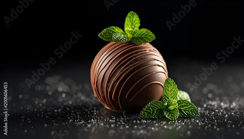 Chocolate Truffle with Mint Garnish
