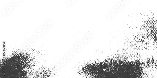 Black and White Distressed Vector Grain Texture with Ink Splatter and Spray Paint Effect on White Background