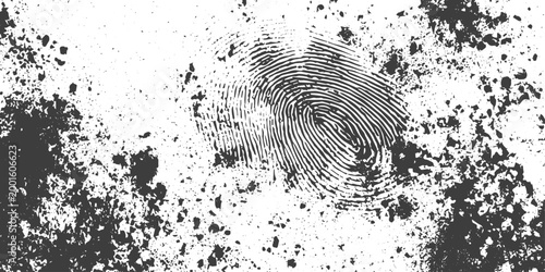 Abstract Grunge Fingerprint Vector Texture with Black Ink Splatters and Distressed Gritty Elements