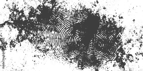 Black and White Grunge Fingerprint Vector Texture with Distressed Splatter and Ink Blot Effect