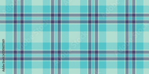 Intense tartan fabric pattern, naked textile vector plaid. Net background check texture seamless in medium turquoise and light colors.