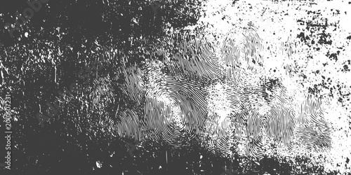 Grungy Black and White Vector Background with Fingerprint Patterns and Distressed Texture