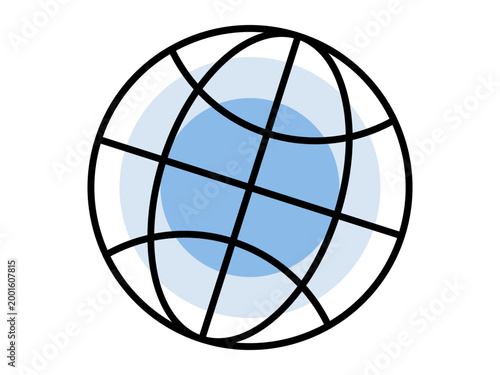 Earth globe icon with blue circle vector illustration. Global connectivity, international business, travel logistics, environmental awareness, internet network, geography. World planet sphere