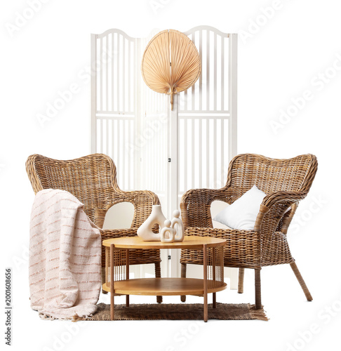 Boho living room interior w...
