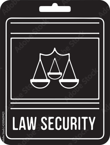Law security badge, law enforcement ID, security services, badge icon