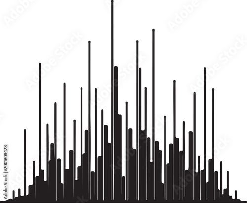 Black and white bar graph, statistical chart, vector graph illustration, data visualization