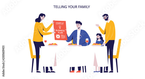 Family communication, people talking, telling family, conversation icons, flat vector illustration