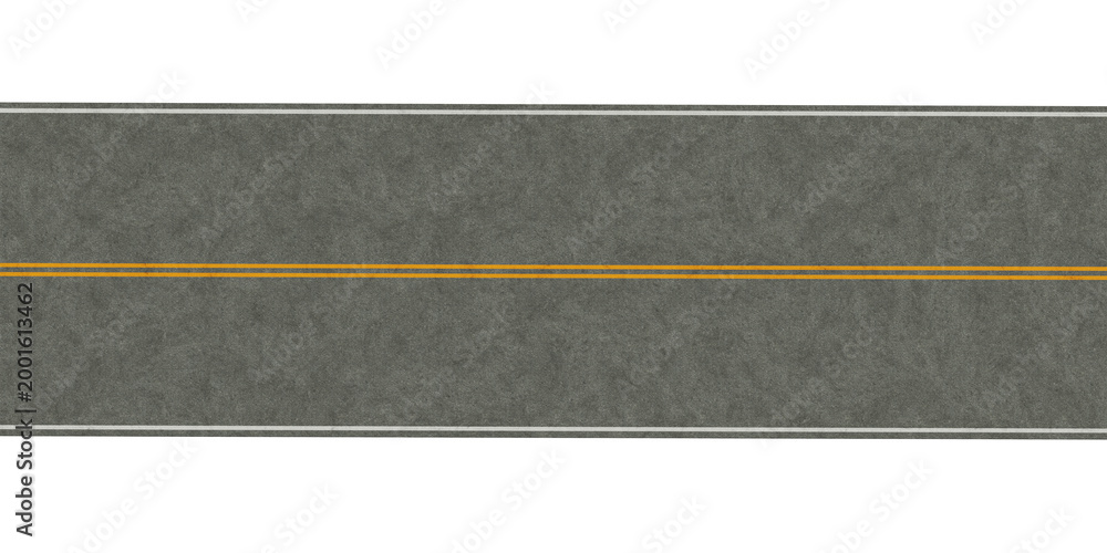 Fototapeta premium 3d rendering Asphalt road highway top view with double yellow line