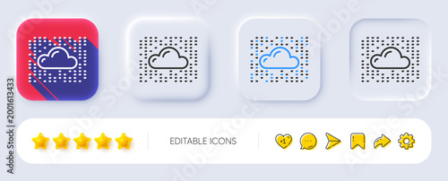 Cloud computing system line icon. Neumorphic, Flat shadow, 3d buttons. Internet data storage sign. File hosting technology symbol. Line cloud system icon. Social media icons. Vector