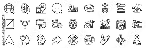 Friend, Discrimination and Brain working line icons pack. Share, Message, Paper plane icons. Shoulder strap, Diesel station, 24h service web icon. Vector