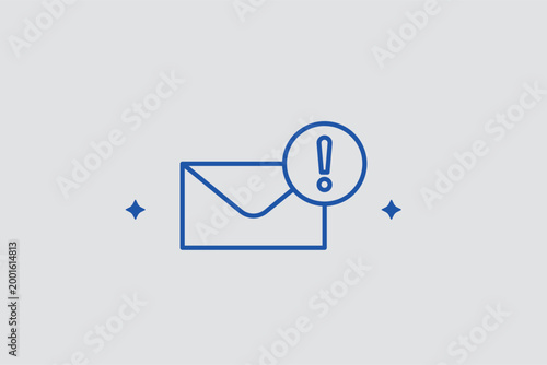Email warning line icon for phishing alerts and suspicious message notifications. Protective vector illustration for email client security filters and digital literacy training materials.
