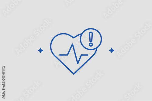Heart rate alert line icon for medical emergency monitoring and cardiac health warnings. Healthcare vector illustration for fitness trackers and hospital patient monitoring software.