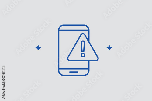 Smartphone alert line icon for mobile security notifications and incoming emergency calls. Modern vector illustration for app permission screens and digital wellbeing tracking tools.