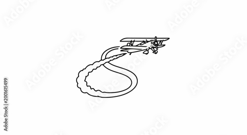 Biplane performs acrobatic maneuver leaving trail of smoke