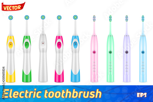 electric toothbrush for cleaning teeth and hygiene dental dentist set icons vector illustration