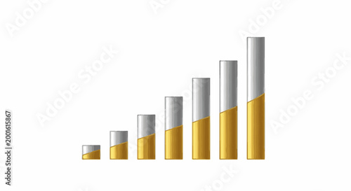 Ascending bars with gold and silver segmented sections