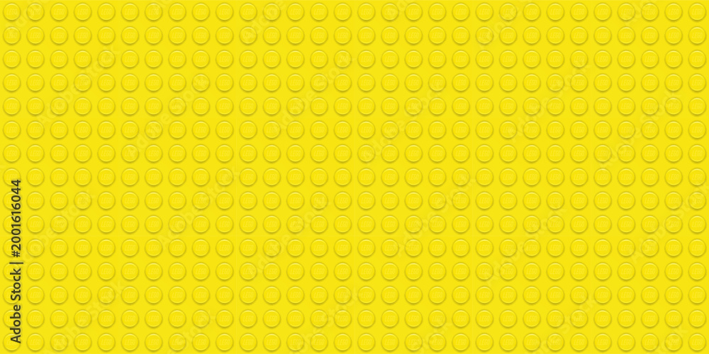 Fototapeta premium Realistic yellow big Lego plastik constructor seamless background. Vector illustration