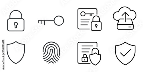 Security icons representing data protection on interface