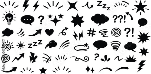 Vibrant collection of diverse graphic icons and symbols for digital and print media.