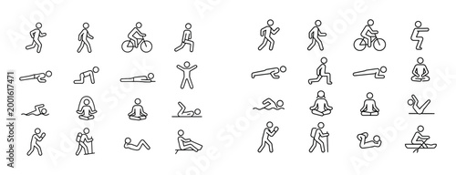 People performing various exercise and yoga poses