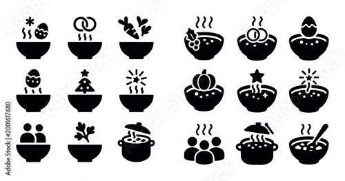 Bowl icons showing food and people in grid