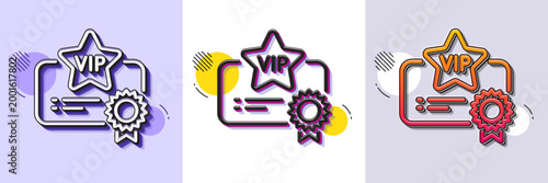 Vip certificate line icon. Halftone dotted pattern. Gradient icon with grain shadow. Very important person document sign. Member club privilege symbol. Line vip certificate icon. Vector