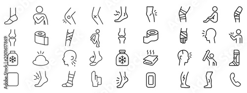Medical and therapy icons displayed in horizontal strips