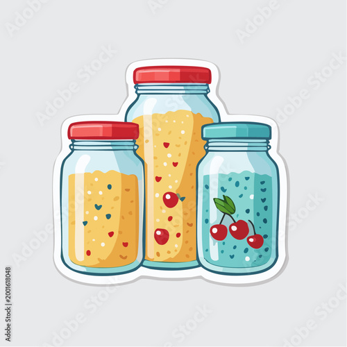 Three Jars of Preserves with Cherries and Fruit