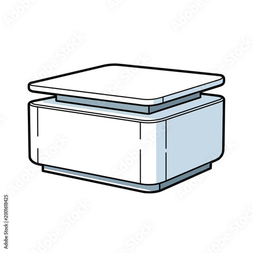 Modern white coffee table, minimalist design, living room furniture, isolated on white