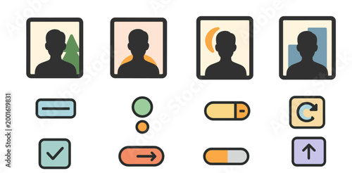 User interface controls with profile avatar placeholders
