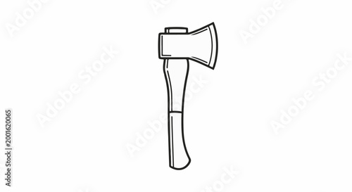 Black and white illustration of a single sharp axe with a wooden handle