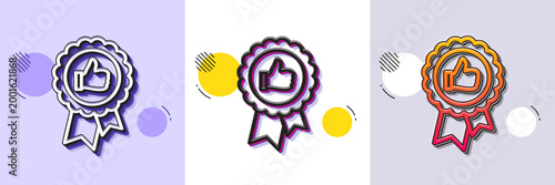 Positive feedback line icon. Halftone dotted pattern. Gradient icon with grain shadow. Award medal symbol. Reward sign. Line positive feedback icon. Various designs. Vector
