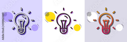 Idea line icon. Halftone dotted pattern. Gradient icon with grain shadow. Light bulb sign. Copywriting symbol. Line idea icon. Various designs. Vector