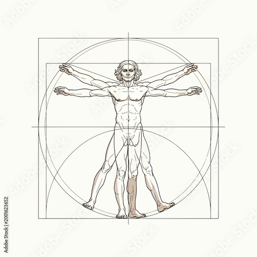 Foto Vitruvian Man, Leonardo da Vinci, human proportions, anatomy, Renaissance art, s