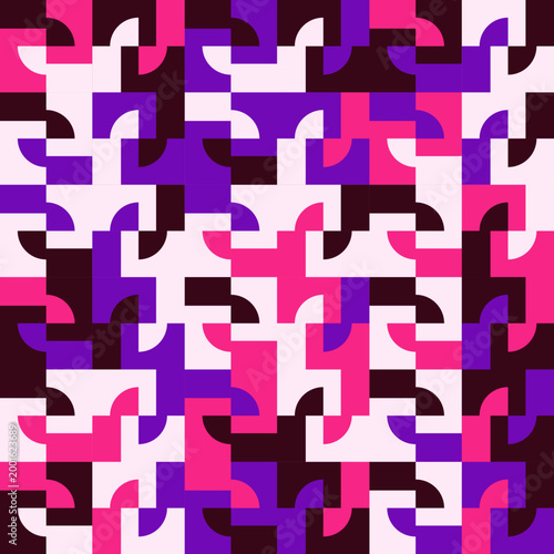 Abstract Cellular Grid Pattern with Purple and Dark Geometric Shapes - AGeometric Pattern with Tricolor Purple Palette