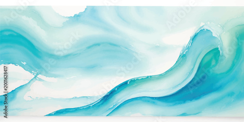Fluid teal and turquoise watercolor wave painting with elegant curving motion watercolor turquoise abstract painting background artistic illustration creative movement decorative