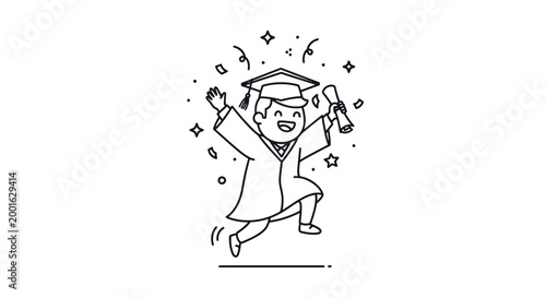 A cartoon character celebrating graduation day.