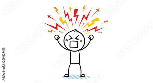 A cartoon character experiencing extreme frustration.