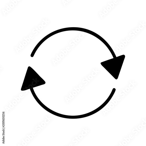 Circular arrows rotation icon for synchronization process updates and repeat cycle motion.