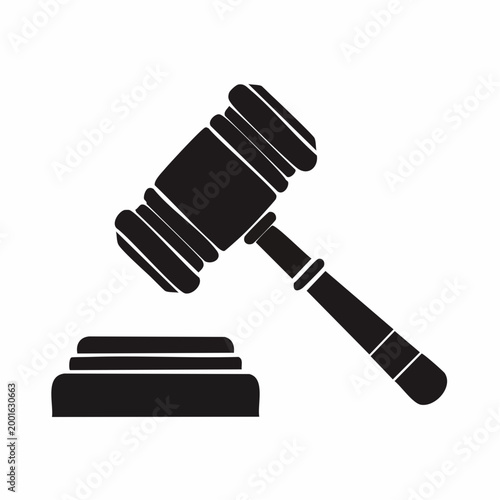 Black silhouette of a judge's gavel and sound block