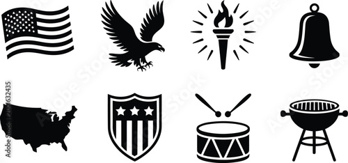 American symbols collection icons of freedom and national identity