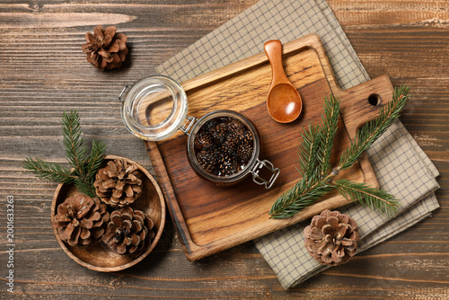Board with jar of tasty pin...