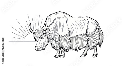 Yak Animal Illustration Sketch Sunrise