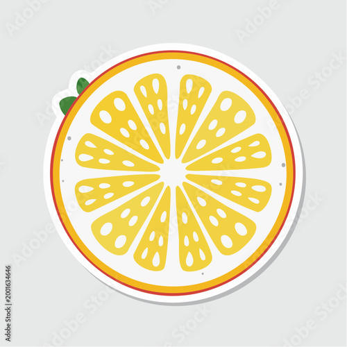 Stylized illustration of a lemon slice with leaves