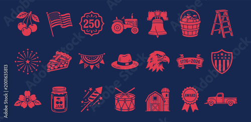 American Semiquincentennial Icon Set for 250th Anniversary National Celebration